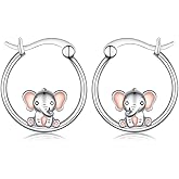 Elephant Hoop Earrings for Women 925 Sterling Silver Cute Elephant Huggie Hoop Earrings Elephant Earring Jewelry Gifts for Women