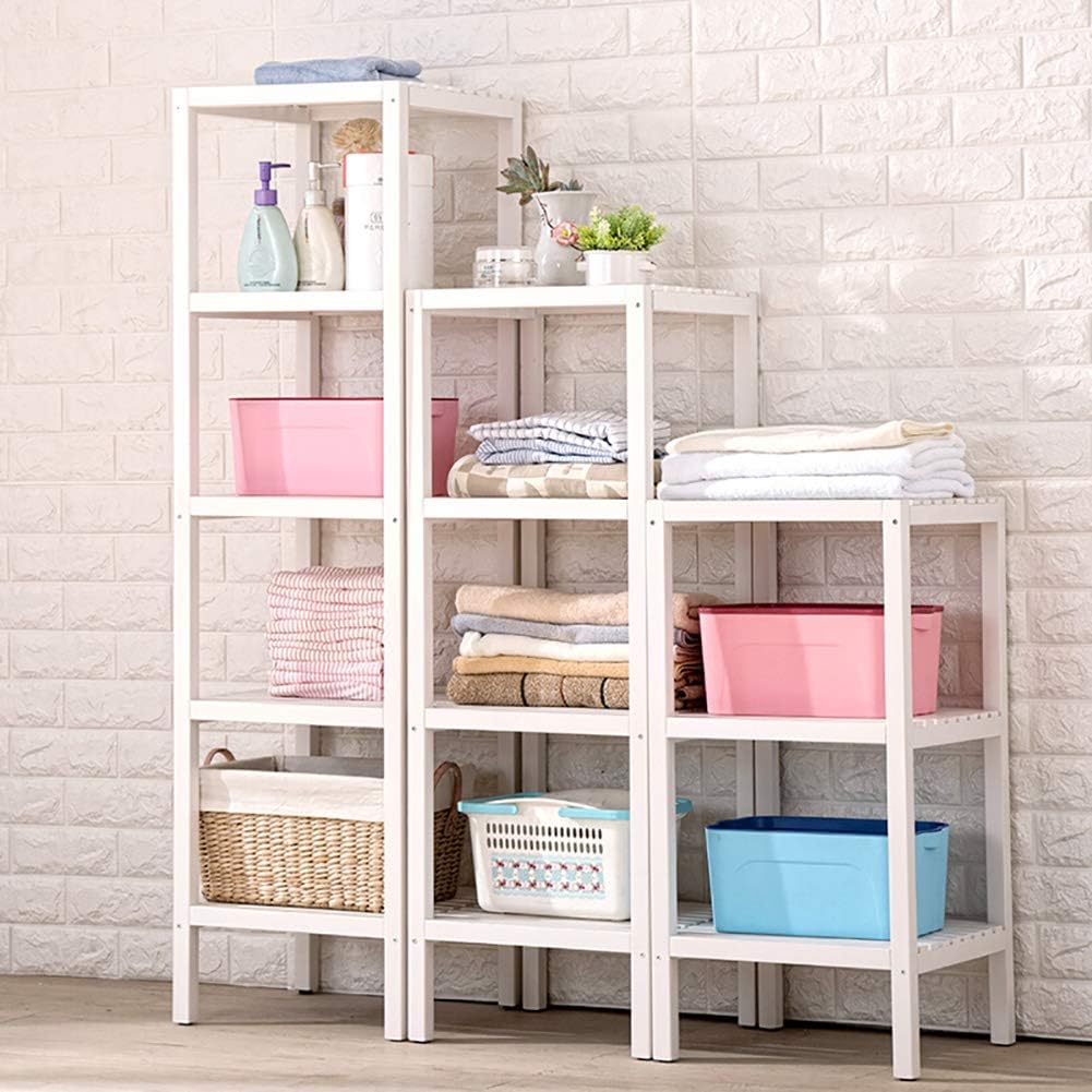 IOTXY Bathroom 3-Tier Towel Shelves, Pure Nature Solid Wood Storage Rack, Shower Room Floor Shelf, Multifunctional Organizer, Easy Assembly, White: Kitchen & Dining