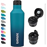 BJPKPK Insulated Water Bottle With Straw 25oz Stainless Steel Water Bottles With 2 Lids And Carry Handle Reusable Travel Metal Thermal Flask,Indigo Black