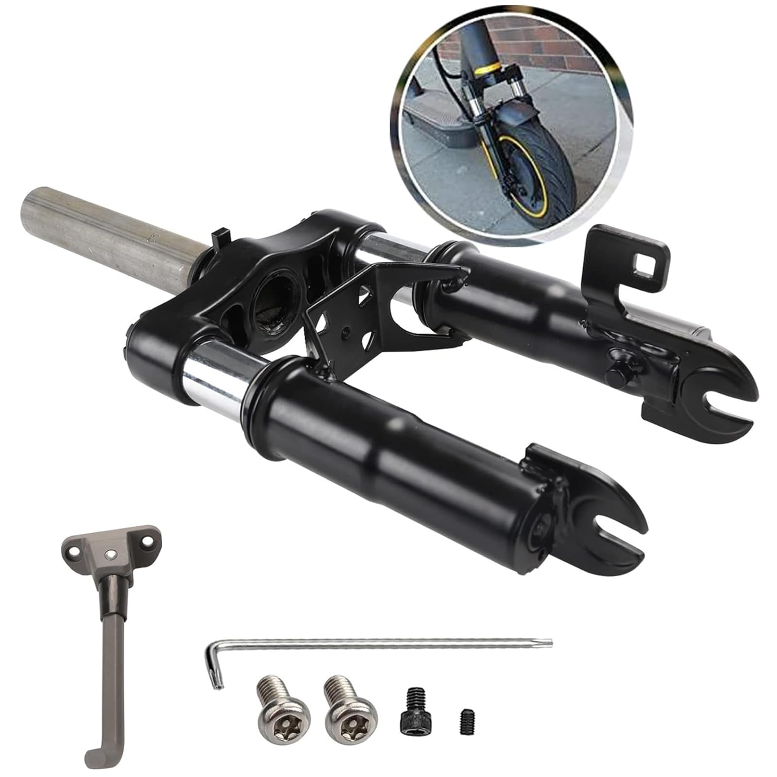 Scooter Fork Front Fork For Ninebot Max G30LD/ G30 LG G30D 2 Suspension Front Wheel Modification Electric Wheel Shock Absorber Modification Accessories (Fork + Footrest)