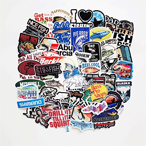 50PCS Fishing Stickers Waterproof Laptop Stickers Car Bicycle Suitcase Computer Water Bottle Mobile Phone Stickers Water Resistant Decals (Fishing) - Thumbnail 7