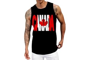 Canada Tshirts for Men Canada Day 3D Printed Tank Tops - Flag Maple Leaf Vest Sleeveless Tee Muscle Athletic