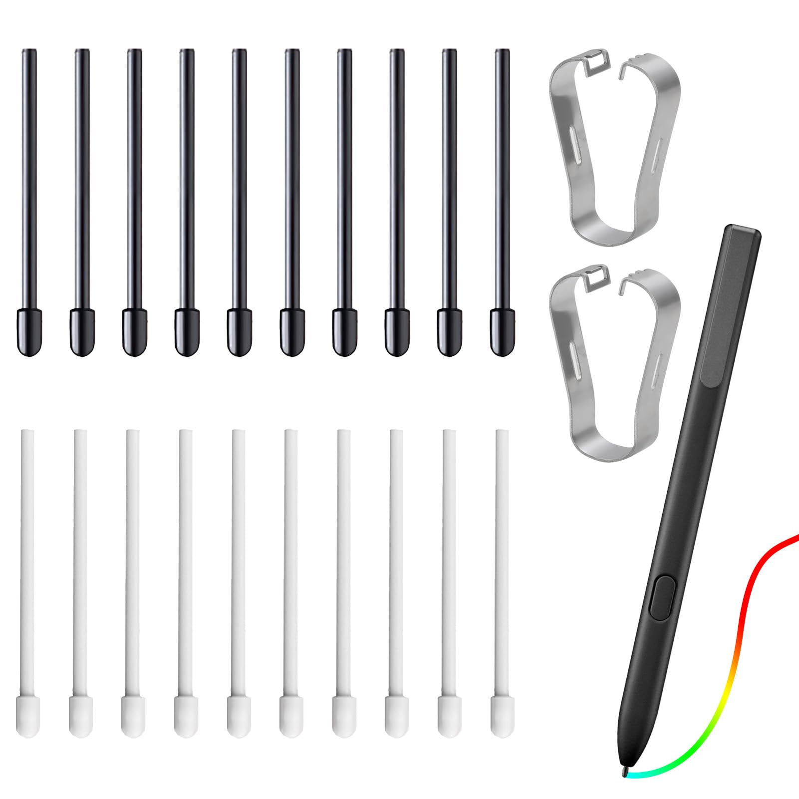 20-Pcs Replacement Pen Tips for Remarkable 1, 2, Pen and Plus Tablets, Includes Nibs Removal Tool, Stylus Nib Painting Writing Accessories Fit for Remarkable 1&2 (Stylus Not Included) (Black+white)