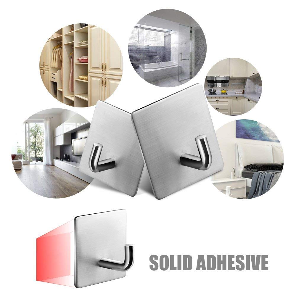 sunvito 4 Packs Wand Selbstklebend Handtuchhaken, Aufhängehaken aus Edelstahl 304 für Bad, Küche und Büro, Bademantelhaken, Key Hook, Handtuch