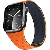 ZZDZZ Compatible with Apple Watch Band 49mm 46mm 45mm 44mm 42mm 41mm 40mm 38mm, Silicone Magnetic Adjustable Loop Strap for iWatch Ultra 3/2/1 SE3 Series 11 10 9 8 7 6-1 (42/41/40/38, Orange Midnight)