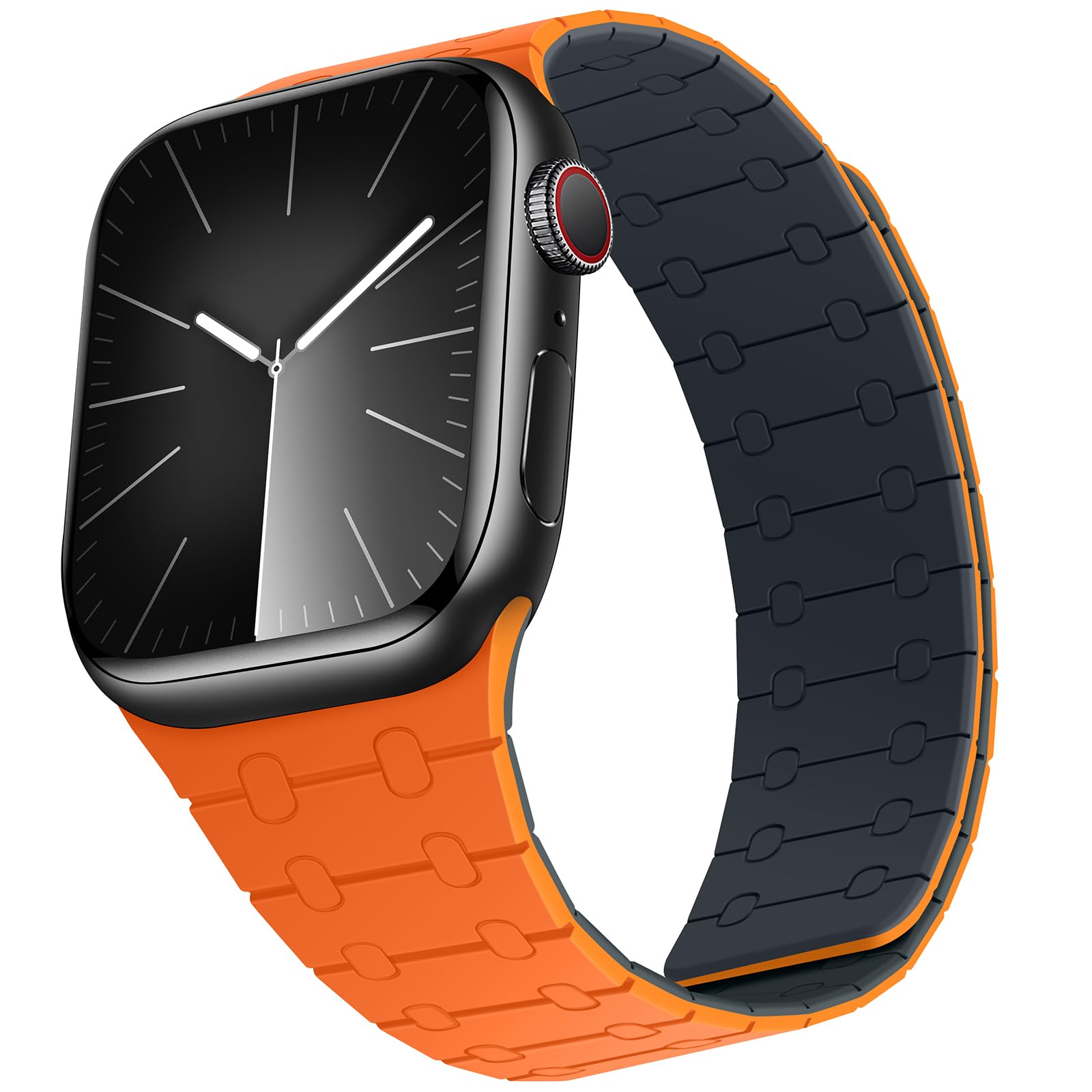 ZZDZZ Compatible with Apple Watch Straps 49mm 46mm 45mm 44mm 42mm 41mm 40mm 38mm, Silicone Magnetic Adjustable Loop Strap for iWatch Ultra3/2/1 Series 11 10 9 SE3 8-1 (41/42/40/38, Orange Midnight)