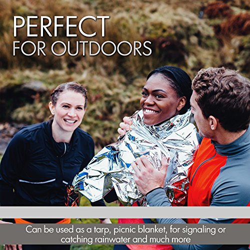 Emergency Blankets Pack of 10 Mylar Thermal Solar Blankets for