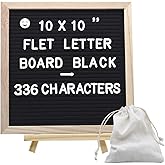INTOMYTH Felt Letter Board with 336 Letters, Storage Bag and Stand, First Day of School Board, 10x10 Inches, Changeable Message Board with Wooden Frame and Wall Mount Hook (Black)