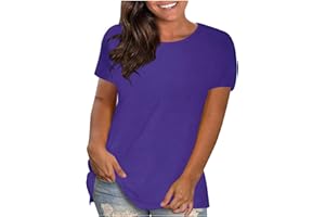 KICILVS Womens Plus Size Tops Short Sleeve Round Neck Shirts Summer Fashion Basic Tee Loose Solid Color Blouses