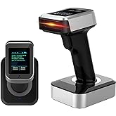 Symcode 2D QR Bluetooth Barcode Scanner with Screen Display with Charging Base,3 in 1 Compatible with Bluetooth &amp; 2.4GHz Wireless &amp; Wired Connection with 1.8 inch TFT Color LCD Screen
