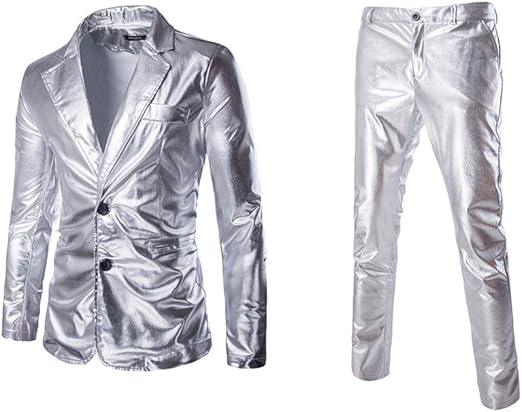 Amazon Co Jp Northarメンズゴールドメッキシルバーメタルナイトクラブzippedジャケットスリムフィットスーツ 服 ファッション 小物