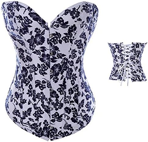 Renee Ander Women's Sexy V-Neck Strapless Corset Fashionable Floral Corset-White And Black (L) Hot