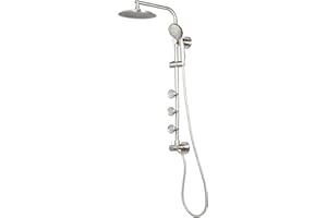 PULSE SHOWERSPAS Lanai Rain Shower Head with Handheld Spray - 1089-BN, Brushed Nickel Finish - 8" Rain Shower Heads, 5-Function Handheld Showerhead with Handheld Sprayer, 3 Body Jets, Adjustable Slide Bar, 2.5GPM
