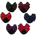 Driew Hair Clip, 6 Pcs Hair Net with Bow Hair Snoods for Women, Velvet, Polyester, Metal