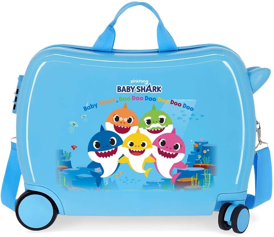 Baby Shark Shark Family Blue Kids Rolling Suitcase 50 x 38 x 20 cm