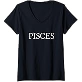 Womens Pisces Zodiac Sign - Horoscope Great Birthday Gift - Classic V-Neck T-Shirt