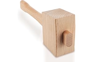 Sanbege 9.6" Wooden Mallet, Solid Beechwood Ice Hammer, Damage Free Striking Carpenter Hand Tool for Woodworking, Wood Carving, Leather Work, Walnut Cracking