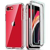 COOLQO Compatible for iPhone SE 2022/2020 Case 4.7 Inch, with [2 x Tempered Glass Screen Protector] Clear 360 Full Body Cover