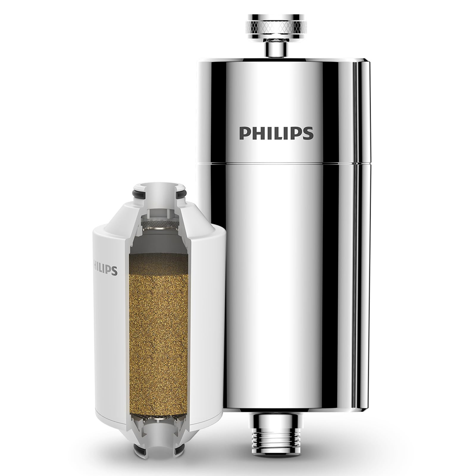 Philips Shower Filter 3-Stage Water Softener, Double Mesh Filtration KDF Material, Reducing Chlorine/Impurities/Rust Sediments (Shower Filter Set)