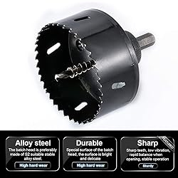 HOHXEN 92mm HSS Hole Saw,High Speed Drill Bit Hole