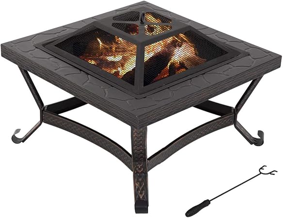 Amazon Com 26 Outdoor Fire Pit Square Firepit Metal Fire Bowl