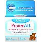 Feverall Infant Acetaminophen Suppositories, 6 Rectal, 80mg Each | Pain Reliever, Fever Reducer, Paraben Free, No Artificial Colors or Other preservatives, Ages 6-36 Months