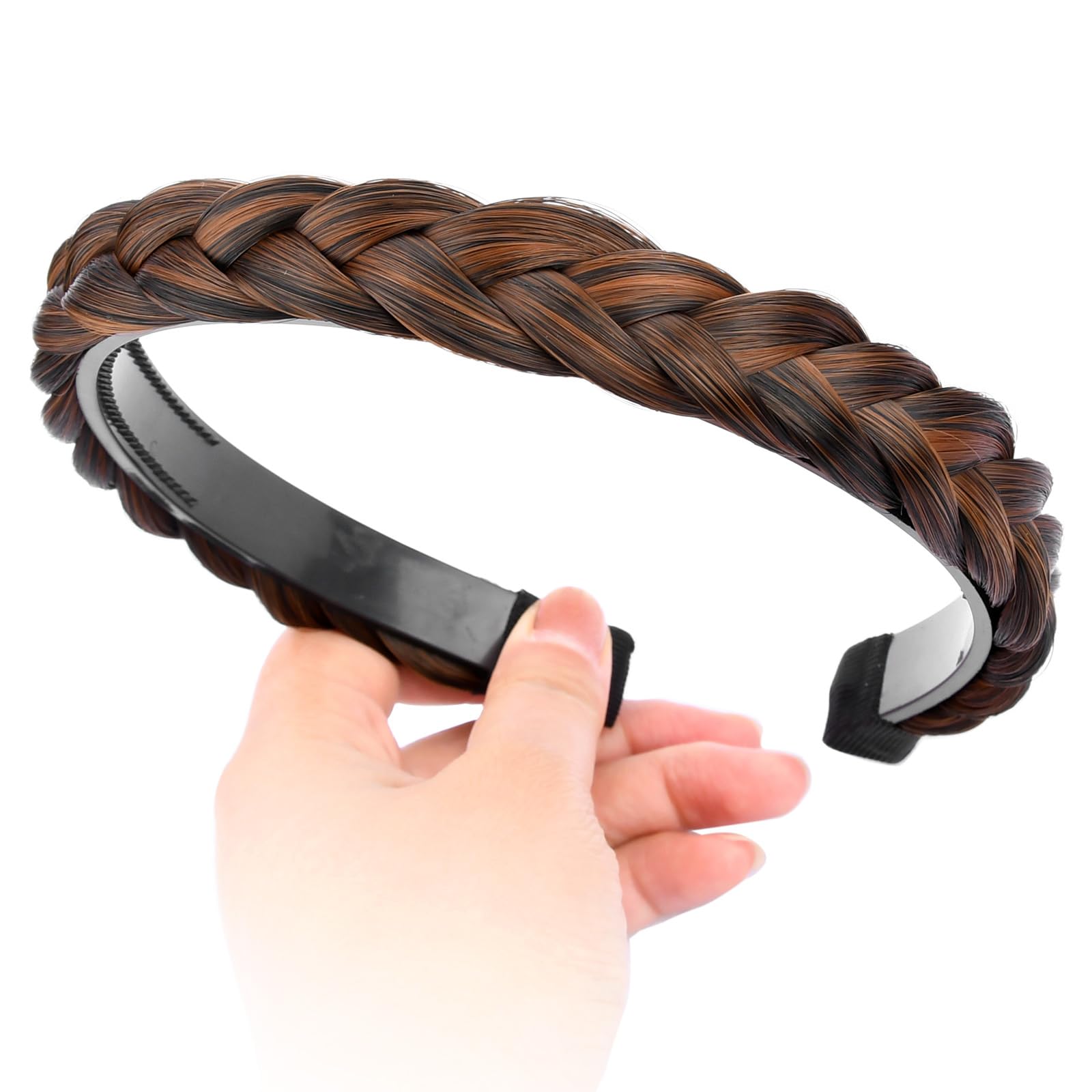Gledola Braided Headband With Teeth Braids Hairband With Tooth Synthetic Hair Band Plaited Hairband For Women (Dark Copper) — image 1