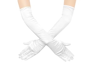 JUNART Long Satin Gloves,Elegant Elbow Length Gloves for Opera Party, Wedding, Evening Dresses,Carnival Costume, Dance