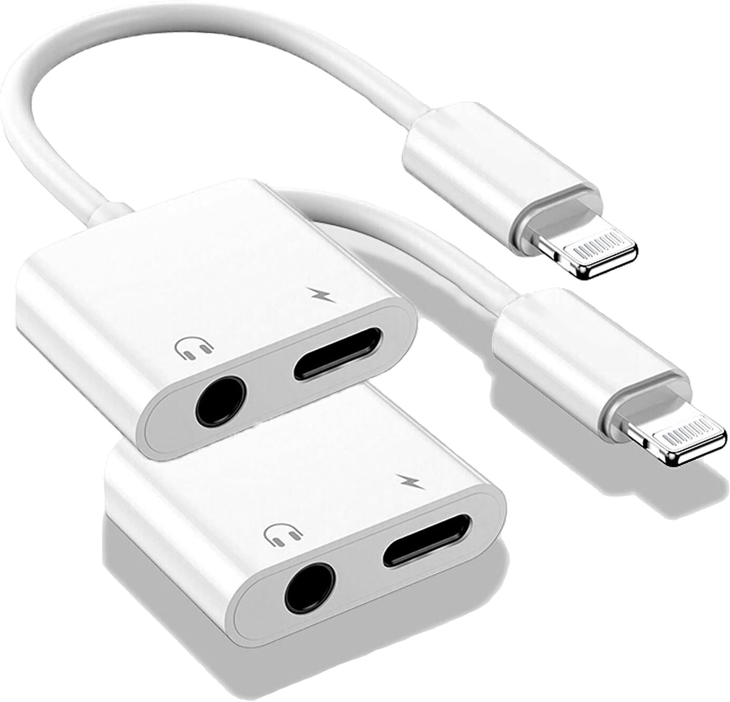 Photo 1 of 2 Pack Lightning to 3.5mm Headphone Jack Adapter, 2 in 1 iPhone Headphone Adapter Aux Audio Splitter Adapter with PD Fast Charging Dongle Cable Cord for iPhone 14 13 12 11 XS XR 8 7 6 5 SE iPad iPod