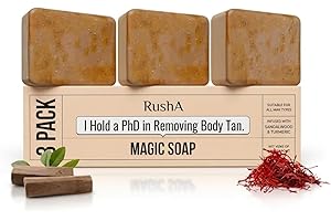 Magic Soap Body Tan Remover Soap, Infused with Saffron and Sandalwood, All Skin Types of Skin, 3 Pack, 100g Each (3)