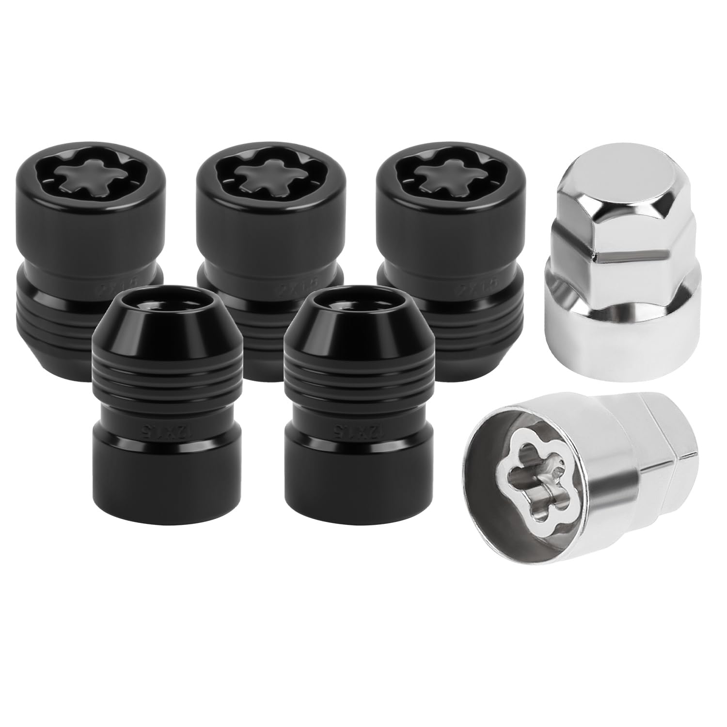 Photo 1 of 5 Locks and 2 Key, M12x1.5 Thread Wheel Locks Lug Nuts Cone Seat Black 1.27" Long Anti-Theft Tire Locking Lug Replacement for Accord,Civic,CR - V,RSX,ES300H,Elantra
