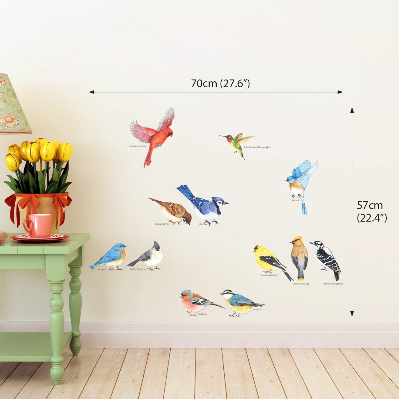 DECOWALL DS2-8042 Little Birds Wall Art Stickers Colourful Flying Birds Wall Decals Removable Garden Decorations Poster Bedroom Kitchen Living Room (Small) - Image 4