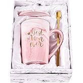 YHRJWN Gifts for Mom, Best Mom Ever Coffee Mug, Mom Christmas Gifts from Daughter Son, Moms Gift Idea for Birthday, Mothers Day, Valentines Day, Present for Moms Mothers, 14 Oz Pink
