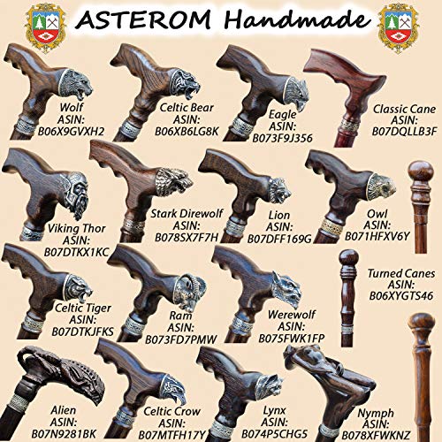 Asterom Fancy Walking Canes for Men Fashionable Stylish Wolf Walking