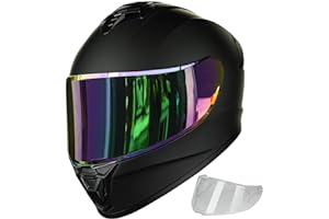 Auboa Motorcycle Helmets for Adult Men Women, Full Face Street Bike Racing DOT Helmet with Extra Clear Visor Model AU-T801