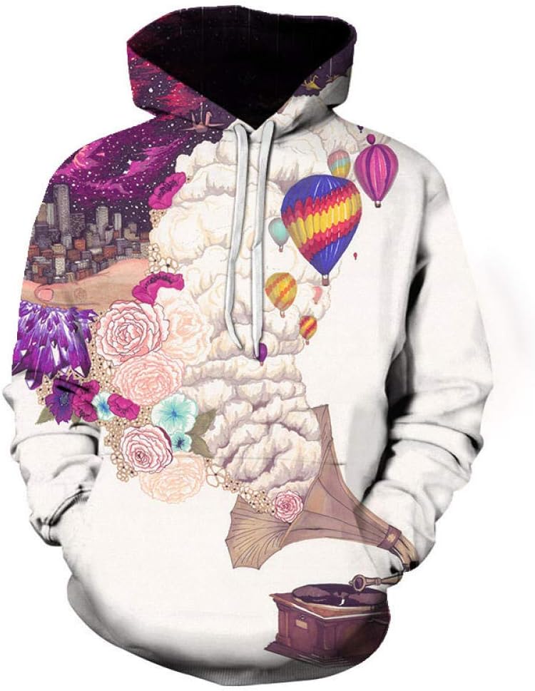 Sudadera Con Capucha Unisex Yasswete - Estampado 3D, Bolsillos Grandes, Talla Small Negra