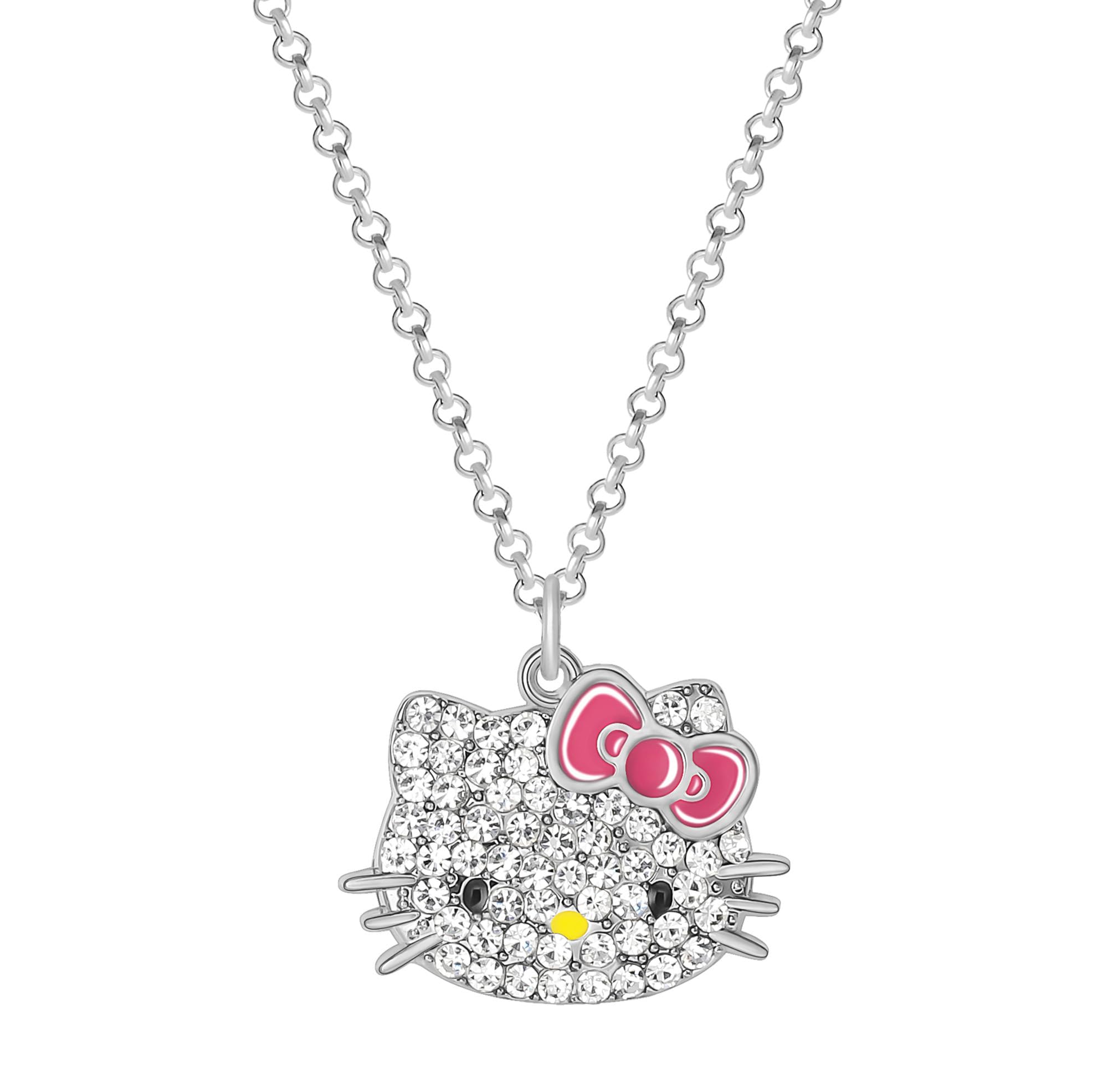 Hello Kitty Sanrio Pave Crystal Pendant Necklace for Women Official License, 16