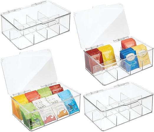 Amazon Com Mdesign Stackable Plastic Tea Bag Holder Storage Bin