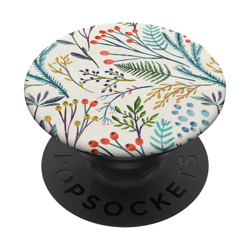 Christmas Design Gift Colorful Xmas Pattern Mistletoe Leaves PopSockets Swappable PopGrip