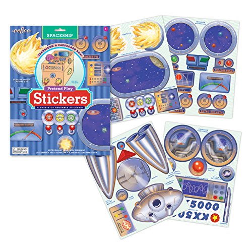 eeBoo Spaceship Pretend Play Cardboard Box Reusable Stickers