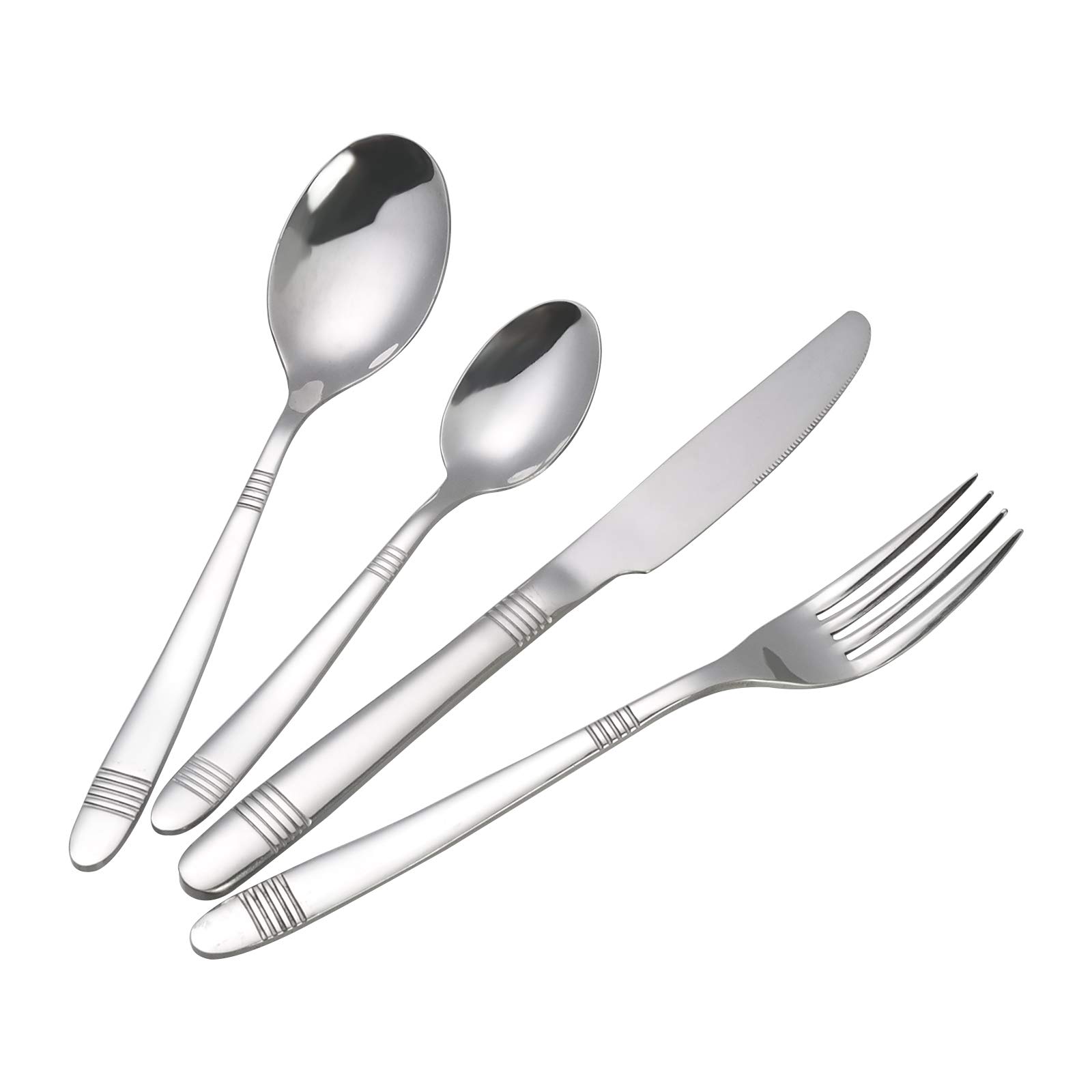Callyne 16-Piece Stainless Steel Cutlery Flatware Set, Knife Fork Spoon Set, Service for 4