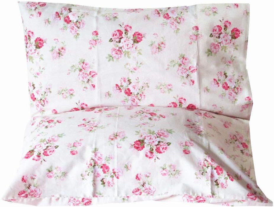 2 Piece Queen Size Pillow Cases, 100 Cotton Red Floral Pillow Covers