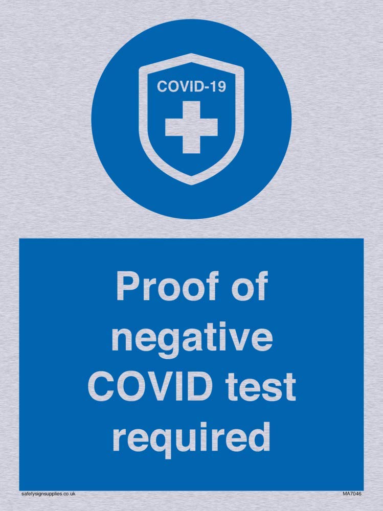 Proof of negative COVID test required