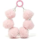 Hoheng Fluffy Pom Pom Keychain Valentines Keychain Pom Pom Bag Charms for Handbags Plush Wristlet Keyring Valentines Jewelry