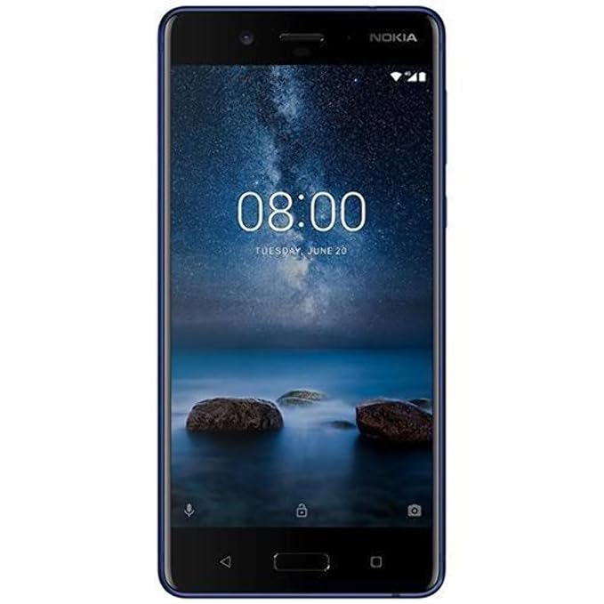 Nokia 8 13,4 cm (5,3 Zoll) Smartphone - deutsche (64 GB ROM, 4 GB RAM, 13 MP Kamera, Single SIM, spritzgeschützt (IP54), Android Nougat) glossy blue