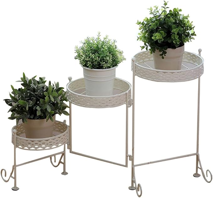 L;IAN Soporte de Flores de Hierro Forjado Plegable Giratorio ...
