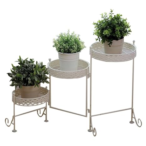 L;IAN Soporte de Flores de Hierro Forjado Plegable Giratorio ...