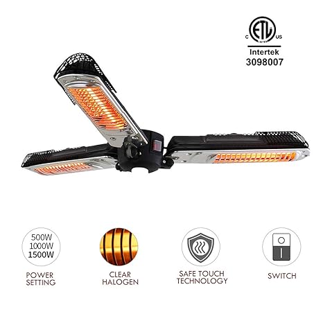 Art To Real Electric Patio Parasol Umbrella Heater Folding