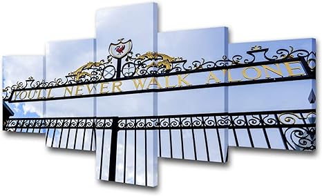 Amazon Com Tumovo Wall Art Shankly Gate Paintings Wall Pictures For Living Room You Ll Never Walk Alone Artwork 5 Piece Canvas Home Decor Giclee Framed Gallery Wrapped Stretched Ready To Hang 50 Wx24 H Home Kitchen tumovo wall art shankly gate paintings wall pictures for living room you ll never walk alone artwork 5 piece canvas home decor giclee framed