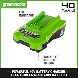 Greenworks 40V Charger G40UC Universal Battery Charger 2A 4Ah Compatible view 2